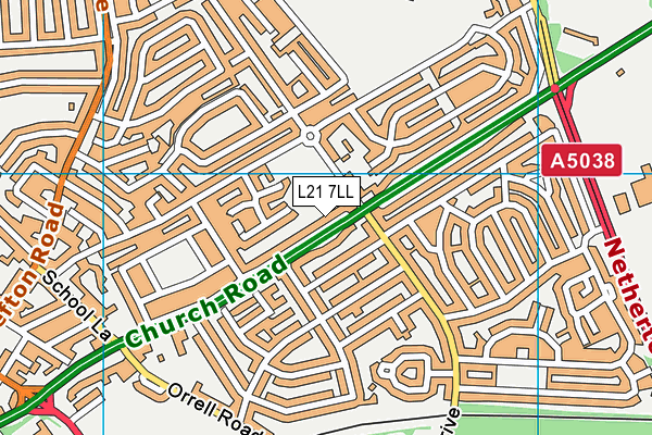 L21 7LL map - OS VectorMap District (Ordnance Survey) L21 7LL map - OS VectorMap District (Ordnance Survey)