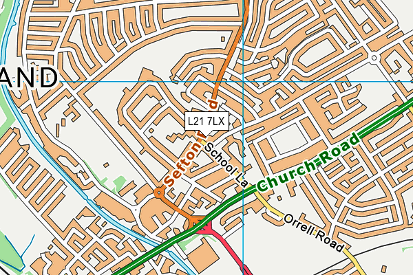 L21 7LX map - OS VectorMap District (Ordnance Survey) L21 7LX map - OS VectorMap District (Ordnance Survey)
