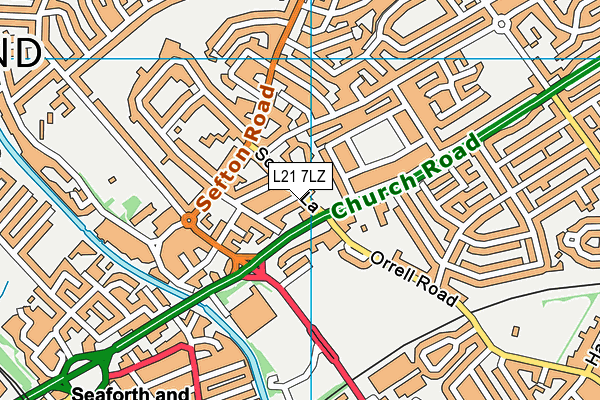 L21 7LZ map - OS VectorMap District (Ordnance Survey) L21 7LZ map - OS VectorMap District (Ordnance Survey)