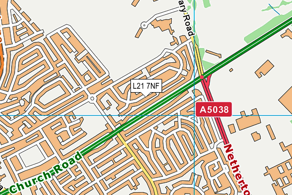 L21 7NF map - OS VectorMap District (Ordnance Survey) L21 7NF map - OS VectorMap District (Ordnance Survey)