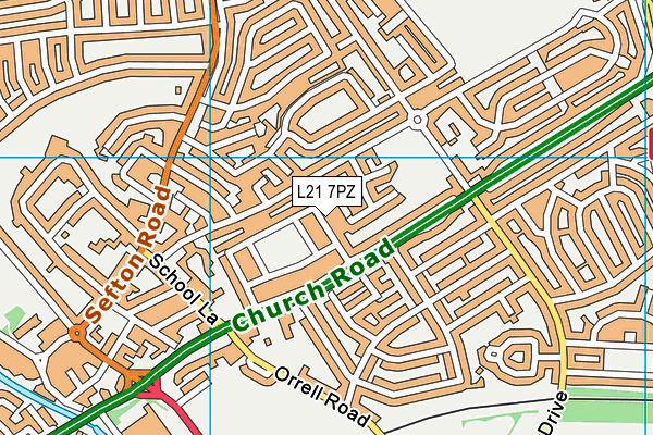 L21 7PZ map - OS VectorMap District (Ordnance Survey) L21 7PZ map - OS VectorMap District (Ordnance Survey)