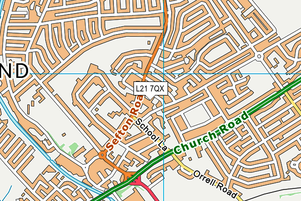 L21 7QX map - OS VectorMap District (Ordnance Survey) L21 7QX map - OS VectorMap District (Ordnance Survey)