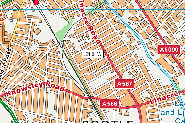 L21 8HW map - OS VectorMap District (Ordnance Survey)