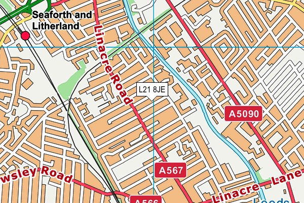 L21 8JE map - OS VectorMap District (Ordnance Survey) L21 8JE map - OS VectorMap District (Ordnance Survey)