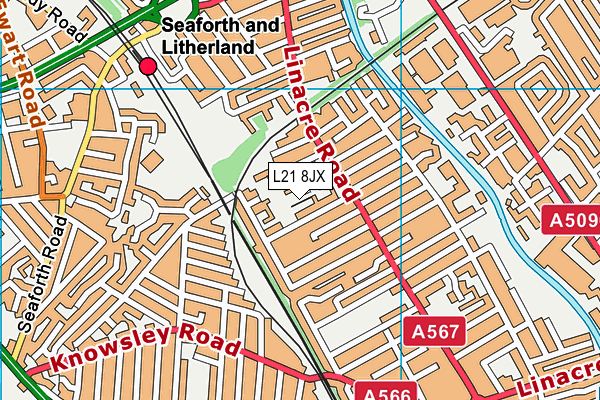 L21 8JX map - OS VectorMap District (Ordnance Survey) L21 8JX map - OS VectorMap District (Ordnance Survey)