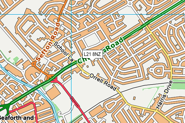 L21 8NZ map - OS VectorMap District (Ordnance Survey) L21 8NZ map - OS VectorMap District (Ordnance Survey)