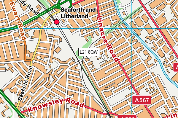 L21 8QW map - OS VectorMap District (Ordnance Survey) L21 8QW map - OS VectorMap District (Ordnance Survey)