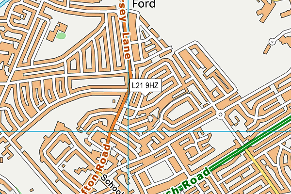 L21 9HZ map - OS VectorMap District (Ordnance Survey) L21 9HZ map - OS VectorMap District (Ordnance Survey)