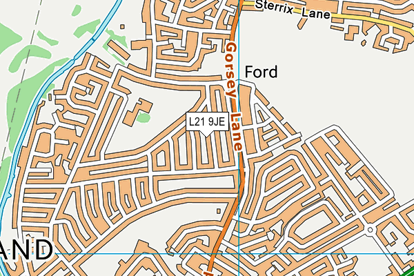 L21 9JE map - OS VectorMap District (Ordnance Survey) L21 9JE map - OS VectorMap District (Ordnance Survey)