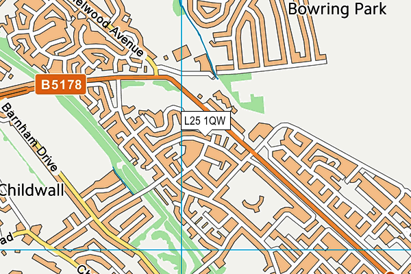 L25 1QW map - OS VectorMap District (Ordnance Survey) L25 1QW map - OS VectorMap District (Ordnance Survey)