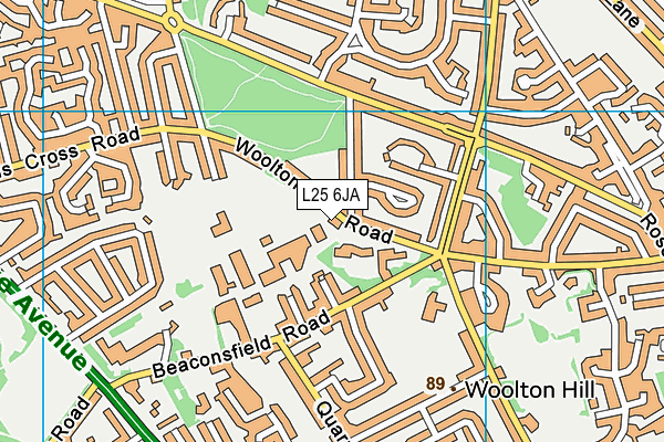 L25 6JA map - OS VectorMap District (Ordnance Survey)