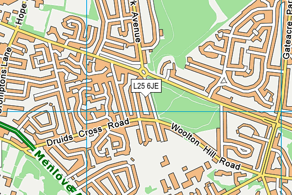 L25 6JE map - OS VectorMap District (Ordnance Survey) L25 6JE map - OS VectorMap District (Ordnance Survey)