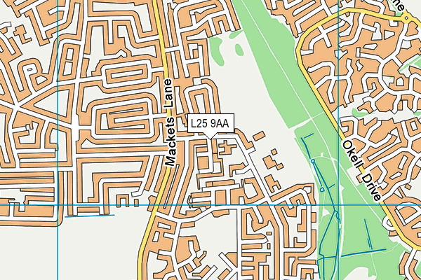 L25 9AA map - OS VectorMap District (Ordnance Survey) L25 9AA map - OS VectorMap District (Ordnance Survey)
