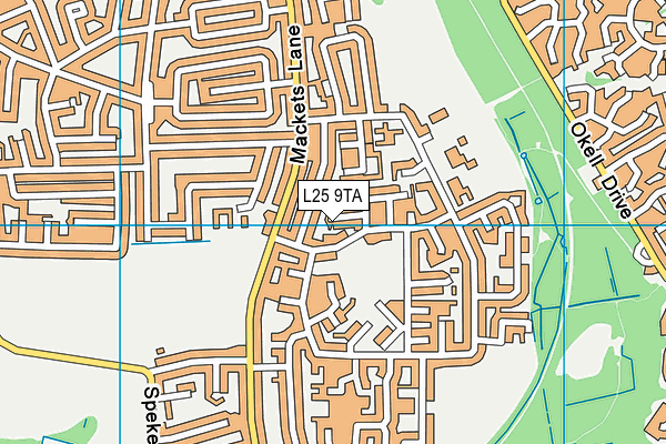 L25 9TA map - OS VectorMap District (Ordnance Survey) L25 9TA map - OS VectorMap District (Ordnance Survey)