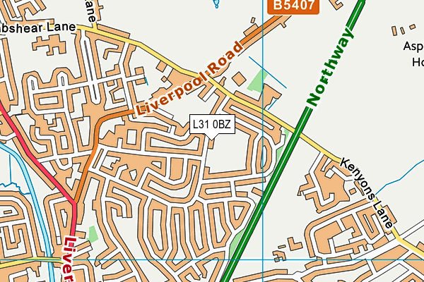 L31 0BZ map - OS VectorMap District (Ordnance Survey) L31 0BZ map - OS VectorMap District (Ordnance Survey)