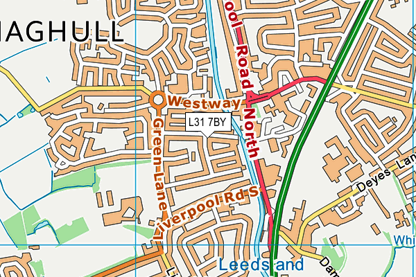 L31 7BY map - OS VectorMap District (Ordnance Survey) L31 7BY map - OS VectorMap District (Ordnance Survey)