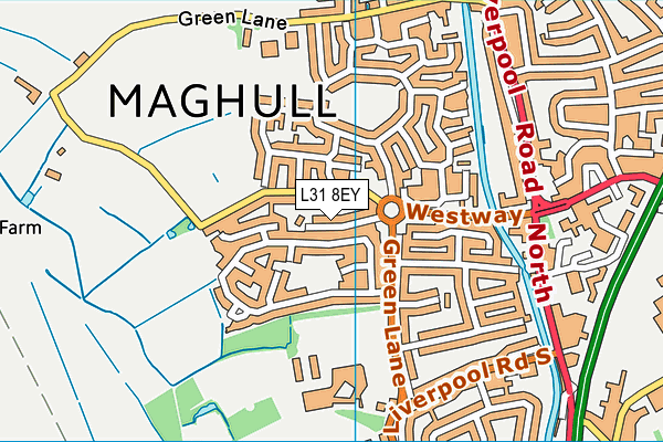 L31 8EY map - OS VectorMap District (Ordnance Survey) L31 8EY map - OS VectorMap District (Ordnance Survey)