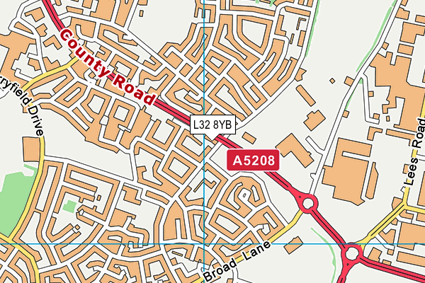 L32 8YB map - OS VectorMap District (Ordnance Survey) L32 8YB map - OS VectorMap District (Ordnance Survey)