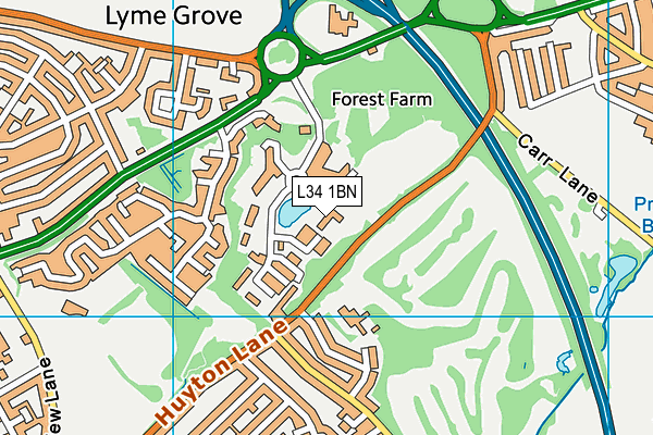 L34 1BN map - OS VectorMap District (Ordnance Survey) L34 1BN map - OS VectorMap District (Ordnance Survey)