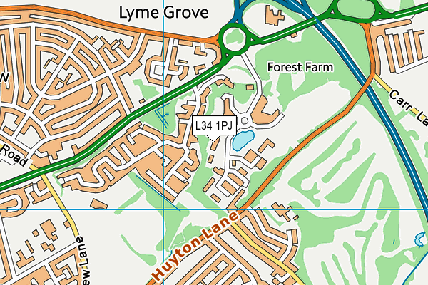 L34 1PJ map - OS VectorMap District (Ordnance Survey) L34 1PJ map - OS VectorMap District (Ordnance Survey)