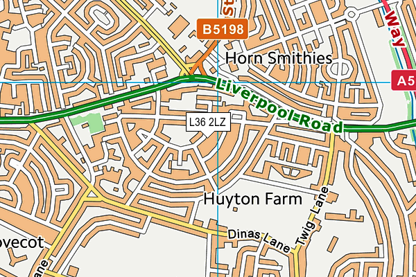 L36 2LZ map - OS VectorMap District (Ordnance Survey) L36 2LZ map - OS VectorMap District (Ordnance Survey)
