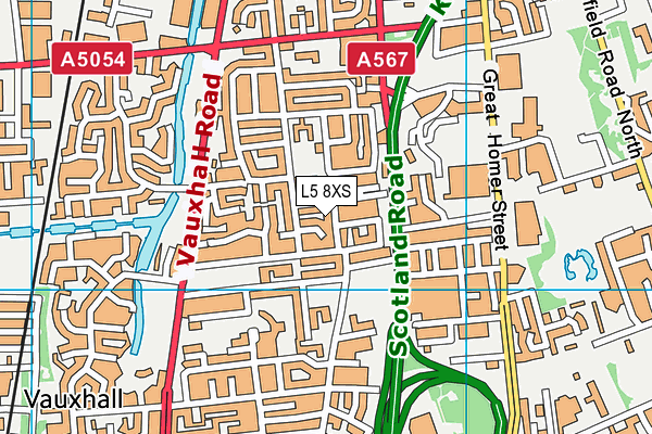 L5 8XS map - OS VectorMap District (Ordnance Survey)