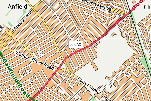 L6 0AX map - OS VectorMap District (Ordnance Survey)