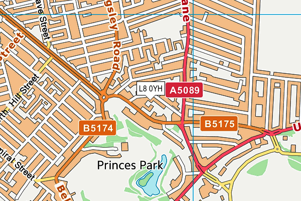 L8 0YH map - OS VectorMap District (Ordnance Survey) L8 0YH map - OS VectorMap District (Ordnance Survey)