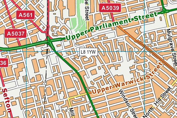 L8 1YW map - OS VectorMap District (Ordnance Survey) L8 1YW map - OS VectorMap District (Ordnance Survey)
