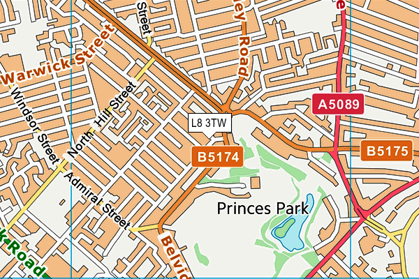 L8 3TW map - OS VectorMap District (Ordnance Survey) L8 3TW map - OS VectorMap District (Ordnance Survey)