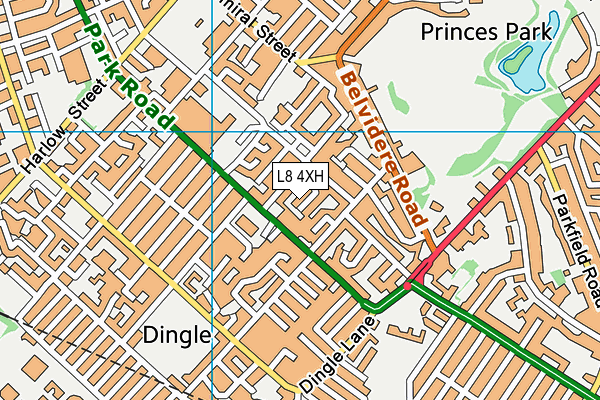 L8 4XH map - OS VectorMap District (Ordnance Survey)