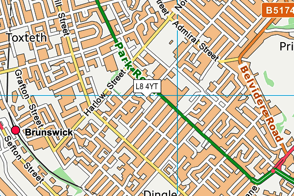 L8 4YT map - OS VectorMap District (Ordnance Survey) L8 4YT map - OS VectorMap District (Ordnance Survey)