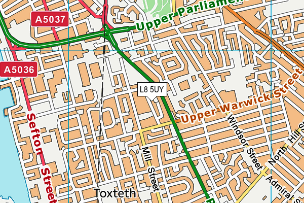 L8 5UY map - OS VectorMap District (Ordnance Survey) L8 5UY map - OS VectorMap District (Ordnance Survey)