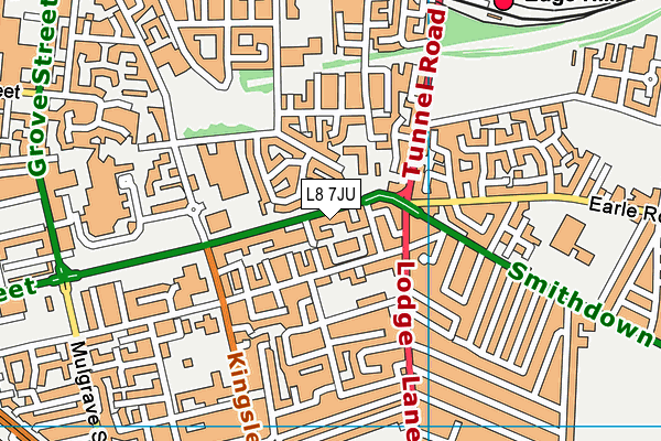 L8 7JU map - OS VectorMap District (Ordnance Survey) L8 7JU map - OS VectorMap District (Ordnance Survey)