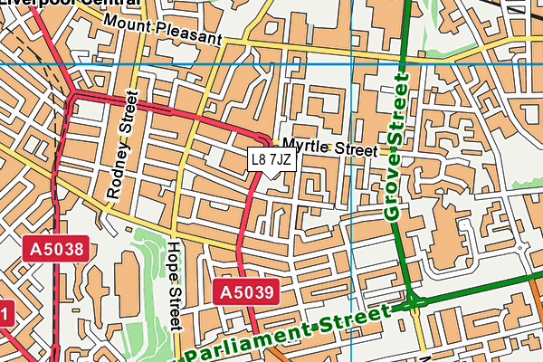 L8 7JZ map - OS VectorMap District (Ordnance Survey)