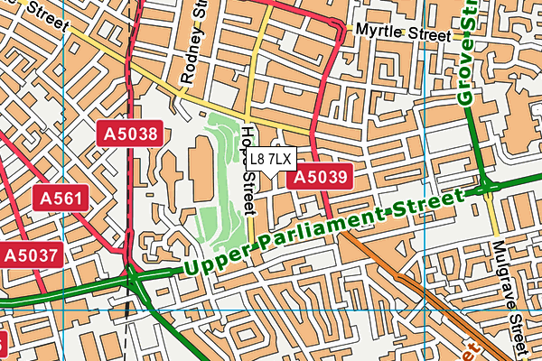 L8 7LX map - OS VectorMap District (Ordnance Survey) L8 7LX map - OS VectorMap District (Ordnance Survey)