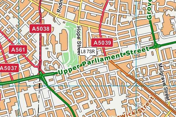 L8 7SR map - OS VectorMap District (Ordnance Survey) L8 7SR map - OS VectorMap District (Ordnance Survey)