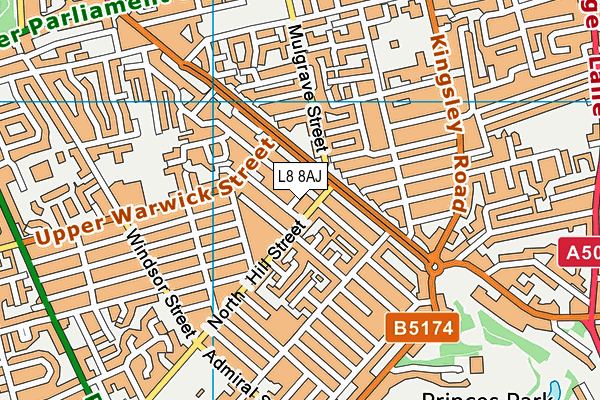 L8 8AJ map - OS VectorMap District (Ordnance Survey) L8 8AJ map - OS VectorMap District (Ordnance Survey)
