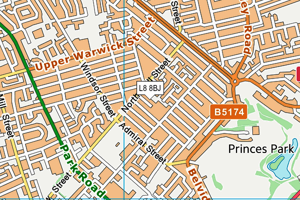 L8 8BJ map - OS VectorMap District (Ordnance Survey) L8 8BJ map - OS VectorMap District (Ordnance Survey)