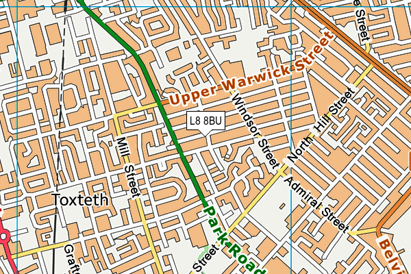 L8 8BU map - OS VectorMap District (Ordnance Survey) L8 8BU map - OS VectorMap District (Ordnance Survey)