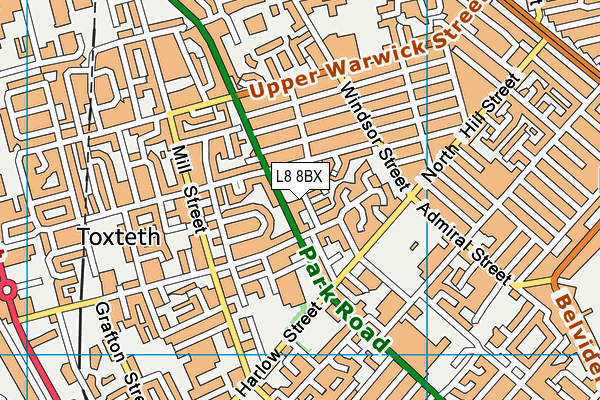 L8 8BX map - OS VectorMap District (Ordnance Survey) L8 8BX map - OS VectorMap District (Ordnance Survey)
