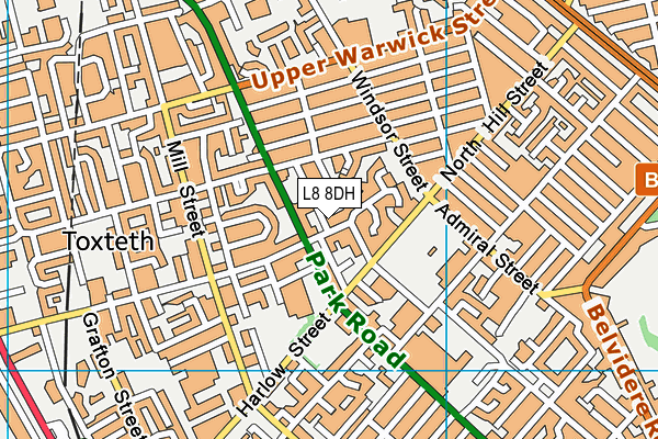 L8 8DH map - OS VectorMap District (Ordnance Survey) L8 8DH map - OS VectorMap District (Ordnance Survey)