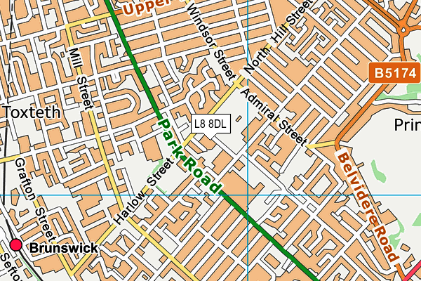 L8 8DL map - OS VectorMap District (Ordnance Survey) L8 8DL map - OS VectorMap District (Ordnance Survey)