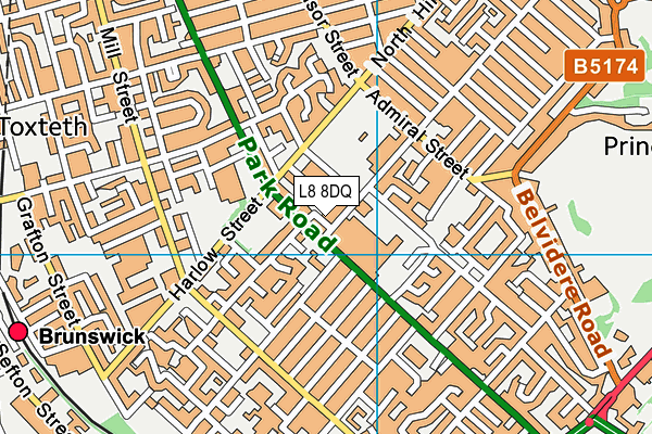 L8 8DQ map - OS VectorMap District (Ordnance Survey) L8 8DQ map - OS VectorMap District (Ordnance Survey)