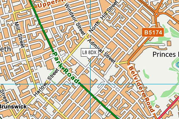 L8 8DX map - OS VectorMap District (Ordnance Survey) L8 8DX map - OS VectorMap District (Ordnance Survey)