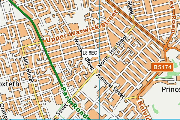 L8 8EG map - OS VectorMap District (Ordnance Survey) L8 8EG map - OS VectorMap District (Ordnance Survey)