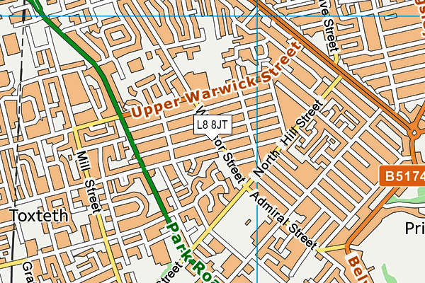 L8 8JT map - OS VectorMap District (Ordnance Survey) L8 8JT map - OS VectorMap District (Ordnance Survey)