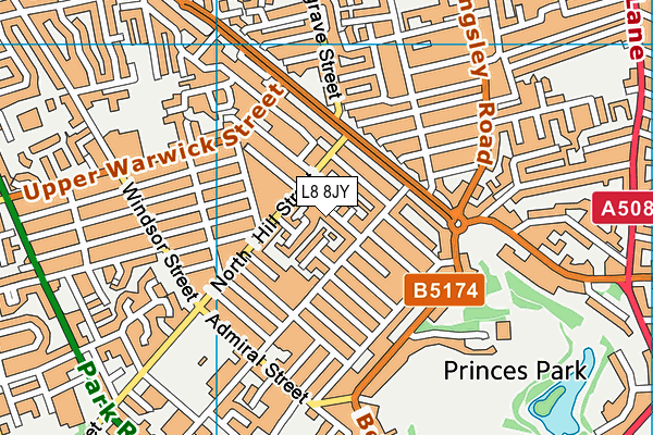 L8 8JY map - OS VectorMap District (Ordnance Survey) L8 8JY map - OS VectorMap District (Ordnance Survey)