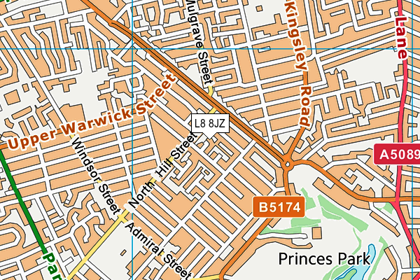 L8 8JZ map - OS VectorMap District (Ordnance Survey) L8 8JZ map - OS VectorMap District (Ordnance Survey)