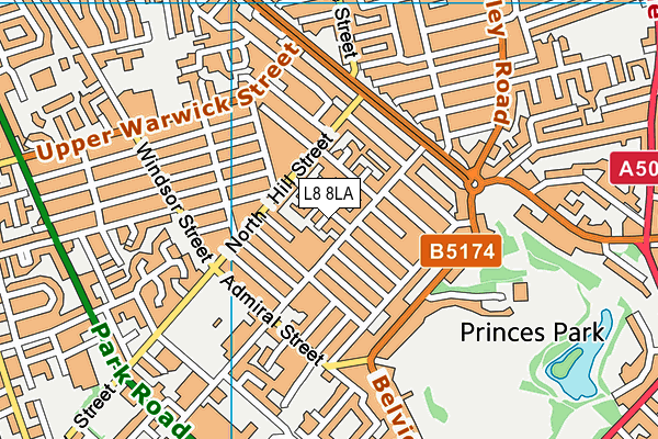 L8 8LA map - OS VectorMap District (Ordnance Survey) L8 8LA map - OS VectorMap District (Ordnance Survey)